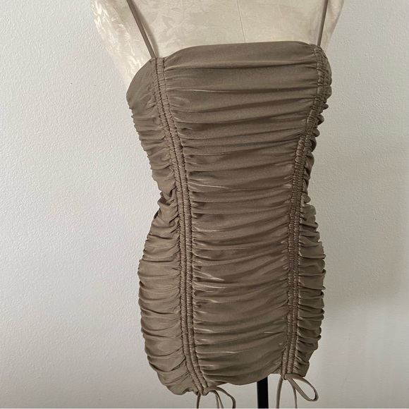 Tiger Mist Zion olive green dress scrunch cami bodycon mini - Picture 5 of 7